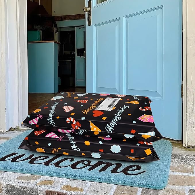 Happy Birthday Poly Mailer 12x15.5 Inch 50 Pcs, Waterproof Shipping Bags for Clothing, Tear-Resistant Mailier Bags, Strong Mailing Bags with Self-Seal