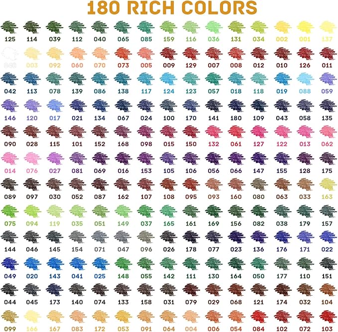 LBW Colored Pencils Oil Pencils Soft Core Color Pencil Set Ideal for Adult Coloring Books Kids Artists Beginners (180)