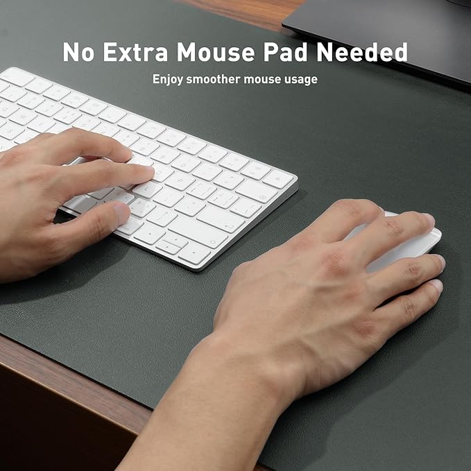 Aothia Leather Desk Pad Protector, Large Mouse Pad, Office Desk Mat, Non-Slip PU Leather Desk Blotter, Laptop Desk Pad, Waterproof Desk Writing Pad for Office and Home (Jungle Green, 23.6" x 13.7")