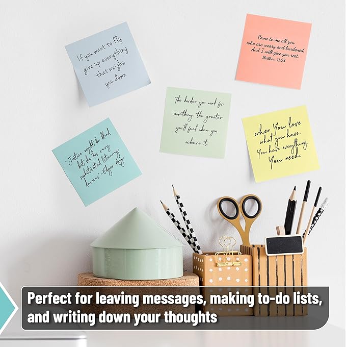 Mr. Pen- Sticky Notes, 3”x3”, 12 Pads, 600 Sheets, Macaroon Colors Sticky Notes, Sticky Note, Self-Stick Note Pads, Back to School Supplies