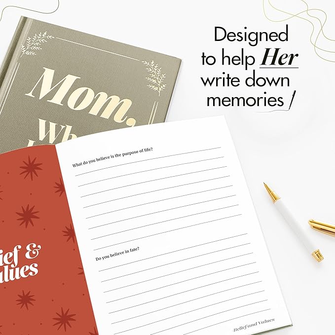 Gifts for Mom from Daughter, Son - Personalized Mothers Day Gifts for mom, Wife, Women - Moms Birthday Gift Ideas, Birthday gifts for moms - Moms Guided Journal Life Story, Mom Story Book to Fill Out