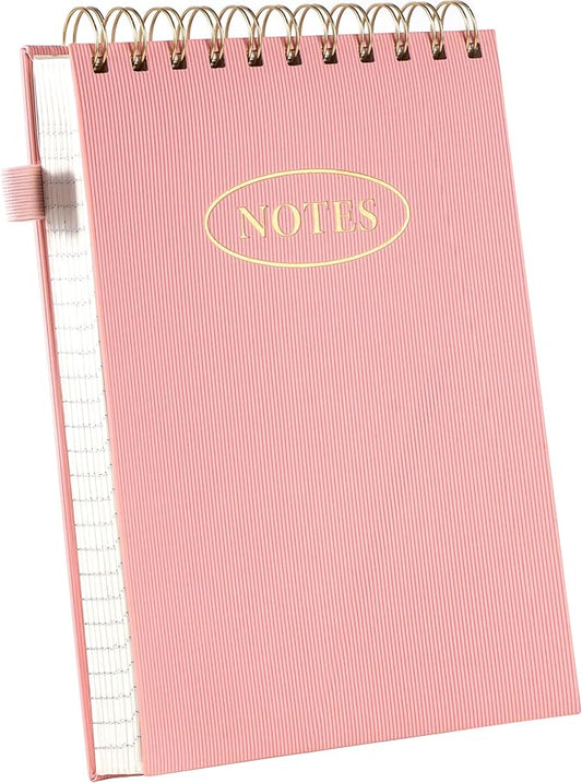 Yoment Top Spiral Notebook 240 Pages Leather Steno Pads 6x9 Top Bound Spiral Notepad 100 GSM College Ruled Notebook Left Handed Notebooks for Work School Office, Pink