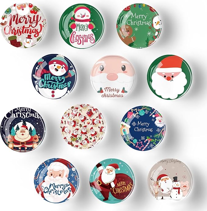 12Pcs Christmas Refrigerator Magnet Fridge Sticker,Christmas Fridge Magnets Decoration for Crafts,Strong Fridge Magnets for Kitchen, School,Office Whiteboard, Cabinet and Dishwasher