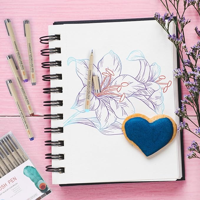 Arts Sign Brush Pen, Felt Tip Water Based Ink with 12 Colors, for Journaling, Lettering, Calligraphy, Technical Drawing and Scrapbooking