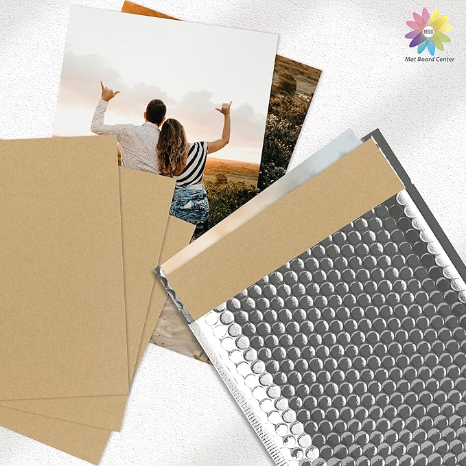 Mat Board Center, 25 Pack 8x8 Brown Cardboard sheet, 1/8 inch thick, Flat Corrugated Cardboard Inserts for Packing, Shipping, Mailing, Cardboard Backing, Art Craft Card Board