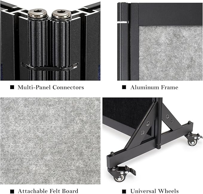 Room Partition,Office Divider,Portable Commercial Screen Dividers,Privacy Partition Separator,Classroom School Dividers, 8'5"L* 6'7"H,4 Panel,Light Grey