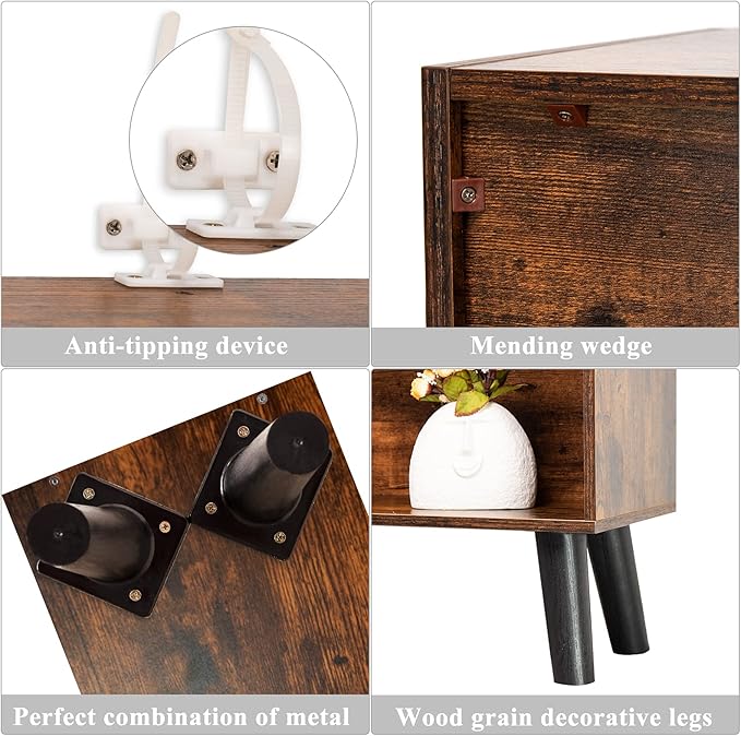 LEYAOYAO Cube Bookshelf 3 Tier Mid-Century Rustic Brown Modern Bookcase with Legs,Retro Wood Bookshelves Storage Organizer Shelf,Freestanding Open Book Shelves for Bedroom,Living Room,Office