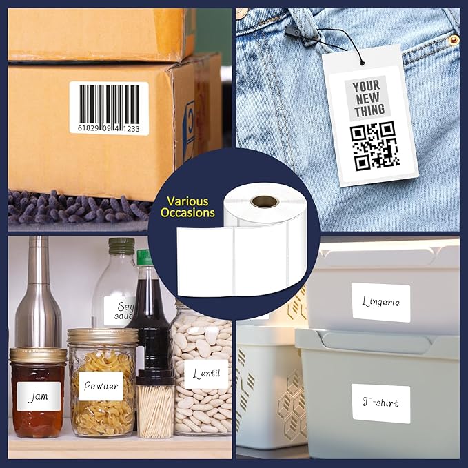 L LIKED 3" x 2" Direct Thermal Labels, Permanent Adhesive Barcode Shipping Stickers & Compatible with Rollo, Zebra and Other Desktop Printers (12 Rolls, 8400 Labels)