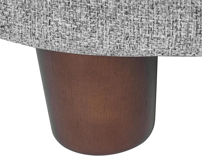 Homepop Home Decor | Upholstered Round Storage Ottoman | Ottoman with Storage for Living Room & Bedroom, Light Gray Tweed