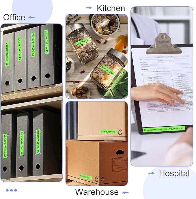 Label Tape Refills Compatible for Ptouch TZe-D31 TZ D31 Laminated Black on Green Fluorescent 1/2" 12mm for PTD200, D210 D400 D600 PTH100 H110 PTP300BT PTP700 PTP710BT, 2 Pack