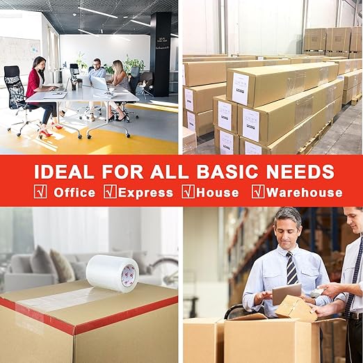 BOMEI PACK Clear Shipping Tape 6" Wide, 6 inch x 110 Yards (330ft), Industrial Grade 6 inch Heavy Duty Packing Tape for Box Office Moving, Shipping and Mailing