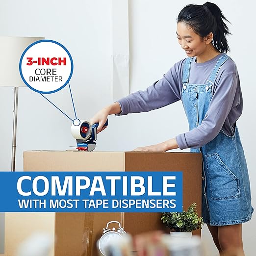 Grizzly Power Clear Packing Tape Refill Rolls for Shipping, Moving, Packaging - True 2 Inch x 65 Yards, 2.8mil Thick, 12 Rolls