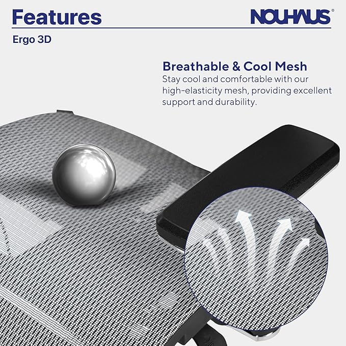 Nouhaus Ergo3D Ergonomic Office Chair Lumbar Support Mesh Office Chair with 4D Adjustable Armrest, Adjustable Headrest and Wheels, Mesh High Back Home Office Desk Chairs(Burgundy)