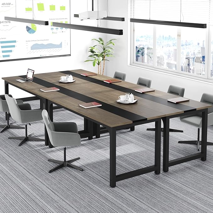 Tribesigns 70.8” Executive Desk, Large Office Computer Desk with Thicken Frame, Modern Simple Workstation Business Furniture for Home Office, Vintage Grey/Black