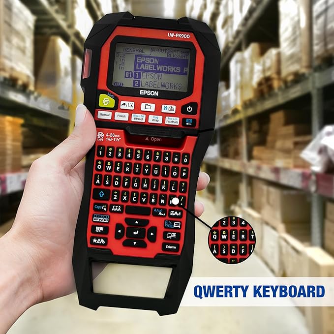 LABELWORKS Epson LW-PX900PCD Industrial Label Maker Kit - Complete Kit with Accessories, Compatible with All Epson PX Tape Types, Portable Handheld Label Printer