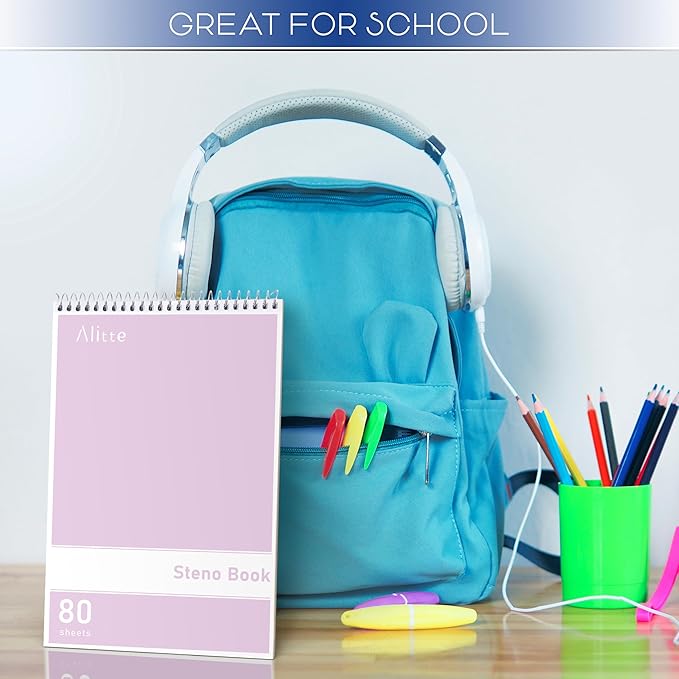 Steno Pads Spiral 6x9-12 Pack Pastel Colors - Perfect for Work, School, and Home Use, Easy Tear-Off Pages, Gregg ruled, White Paper - No Ink Bleeds - 80 Sheets