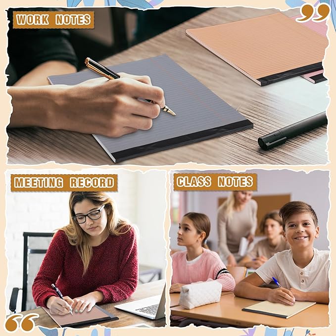 Fuutreo 8 Pcs 8.5'' x 11'' Colored Legal Pad Writing Pads Narrow Ruled 50 Sheets Per Notepad Perforated Writing Notepad Office Supplies for College Office Business (Advanced Grey)