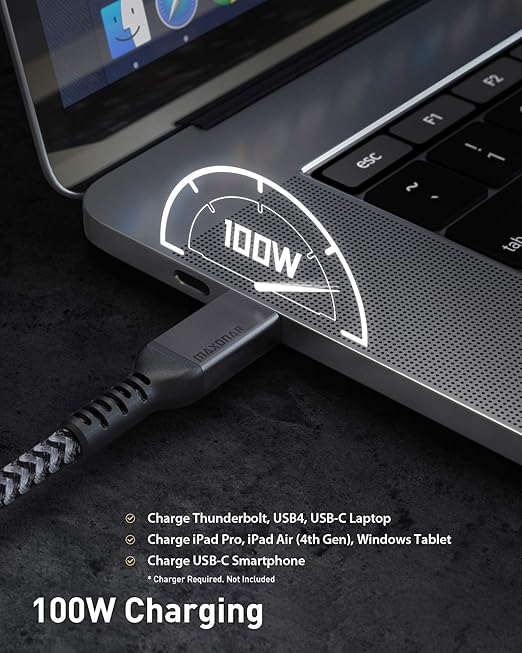 Maxonar [6.6Ft] Thunderbolt 4 Cable with 40Gbps Data Sync/100W Charging and 8K/5K@60Hz for Thunderbolt 4/3, USB4, and USB C Devices