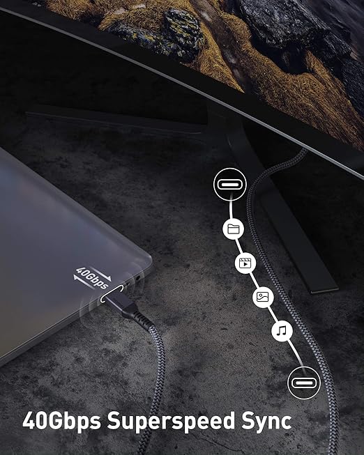 Maxonar [2 Pack 3.3FT] Thunderbolt 4 Cable, 240W Thunderbolt Cable 40Gbps Sync 8K/5K@60Hz Display and for Thunderbolt 4, Thunderbolt 3, USB4, and USB-C Devices