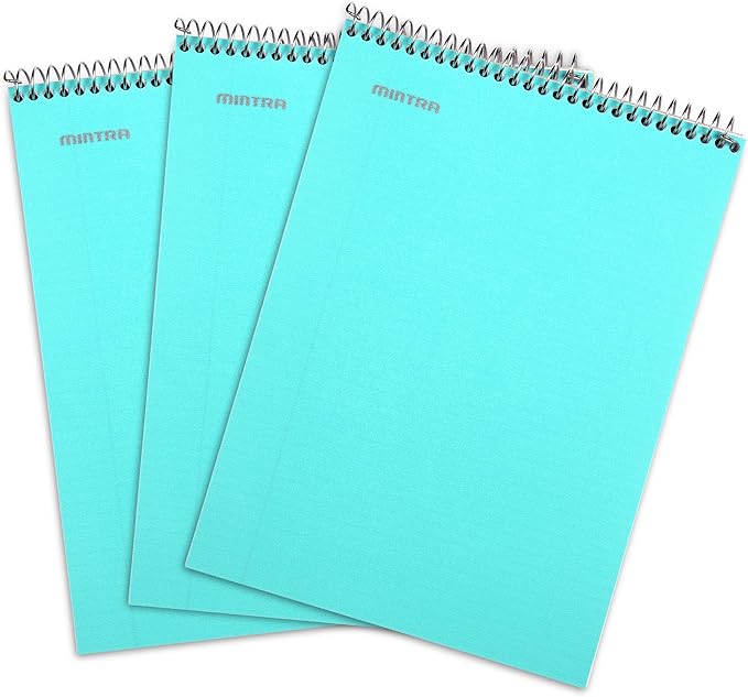 Mintra Office TOP BOUND Durable Spiral Notebooks (Teal, College Ruled 3pk)