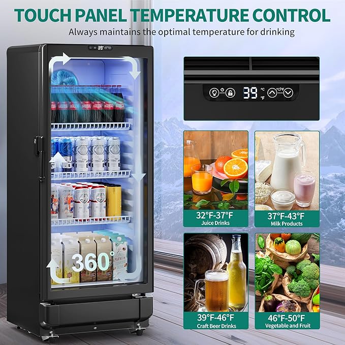 YITAHOME 6 CU.FT. Commercial Beverage Display Refrigerator with Single One Glass Door, Drink Beer Fridge Cooler for Office Garage Bar Gym with Locking, Led & 2 Keys