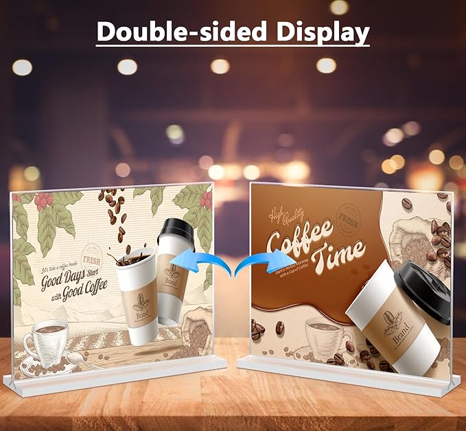 MaxGear 8.5 X 11 Acrylic Sign Holder Horizontal 6 Pack, Double Sided Display Stand, Clear Table Sign Holders Flyer Menu Holders, Plastic Paper Holder Picture Frame for Office, Store, Restaurant
