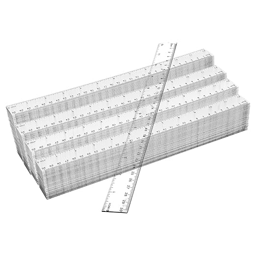 200 Pack 12 Inch Plastic Rulers Bulk, Clear Plastic Ruler, Transparent Ruler with Dual-Scale Measurement, Easy to Store, for Home, Office, Practical Use by KUKLIPJIM