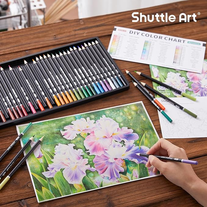 Shuttle Art 36 Colored Pencils, Botanical Themed Colored Pencils for Adult, Soft Core Color Pencils, Coloring Pencils for Adults Kids Artists Beginners Drawing Coloring Sketching