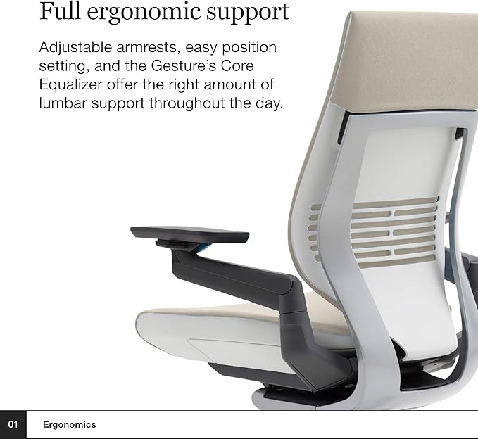 Steelcase Gesture Office Chair - Ergonomic Work Chair with Wheels for Carpet - Comfortable - Intuitive-to-Adjust for Desk - 360-Degree Arms - Coconut Yellow Fabric