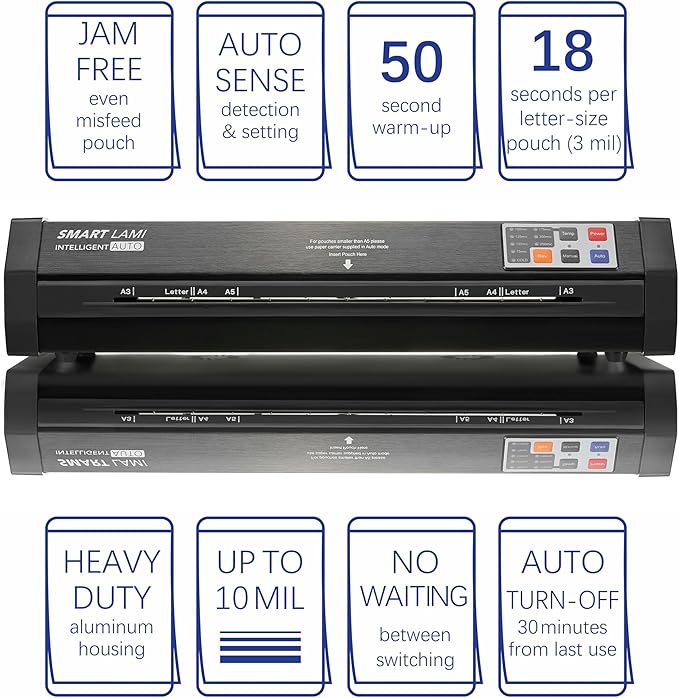 SINCHI Auto Sense, 3-10 mil Laminating Machine for Office and School, 50-Second Warm-up, 40 Inches/Minute, Never-Jam, Heavy Duty, 13-inch Thermal Laminator Machine 11x17