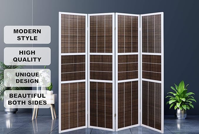 4 Panel 6ft Tall Modern Style Standing Wall Partition Room Divider Panel Indoor Separation, Folding Privacy Screens, Living Room, Partition & Space Divider, Freestanding Inexpensive