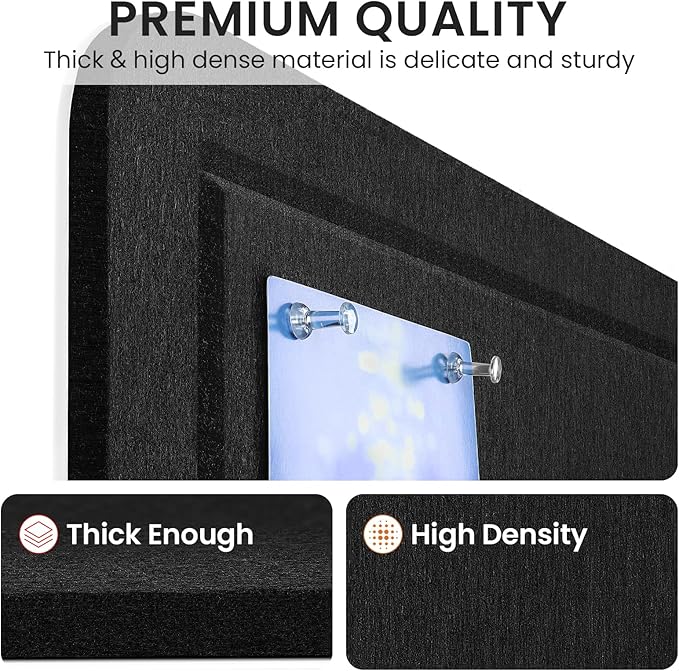 Large Bulletin Board, 48 X 36 Inches Felt Cork Board with 40 Pushpins, Foldable Felt Notice Pin Board Photo Display Board with Self-Adhesive Tape for Office Home School