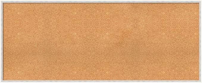 Amanti Art Natural Cork Board for Wall, 25x61 Vision Board with White Frame, Oversize Corkboard Office Decor for Home Organization, Modern Corkboard Pinboard to Display Items for Home Organization in