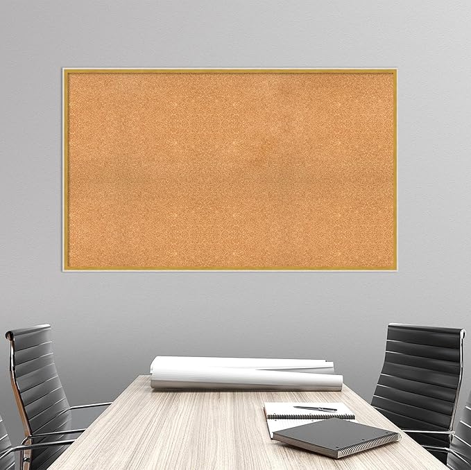 Amanti Art Natural Cork Board for Wall, 31x51 Vision Board with White Frame, Oversize Corkboard Office Decor for Home Organization, Modern Corkboard Pinboard to Display Items for Home Organization in