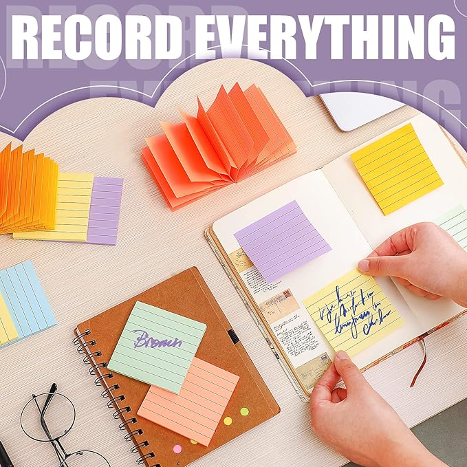 24 Pack Pop Up Sticky Notes 3 x 3 Refills 1200 Sheets Colored Sticky Notes Self Adhesive Memo Pads for Home Office Supplies(Light Colors, Line)