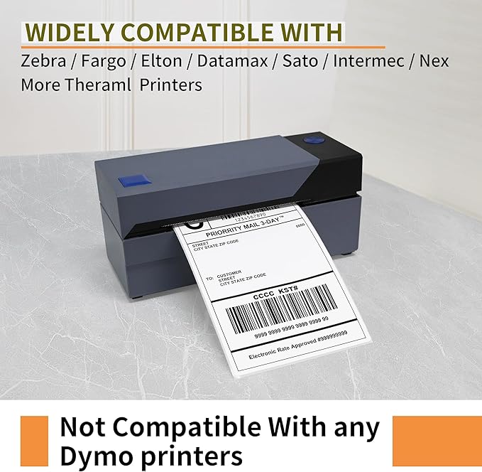 L LIKED 8000 Fanfold 4 x 6 Thermal Labels, with Perforated Line Shipping Labels, Compatible with Zebra & Rollo Printer, White, Commercial Grade