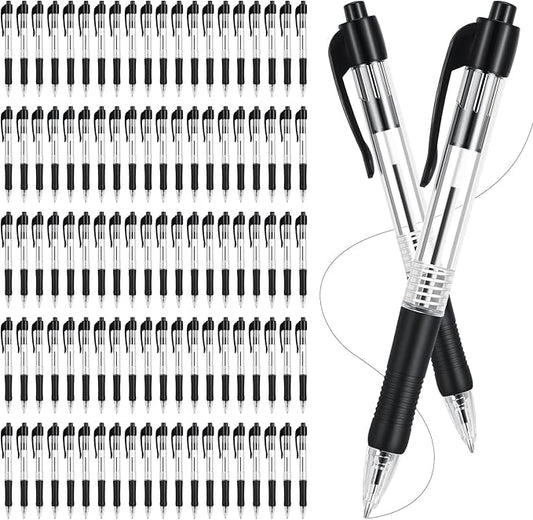 100 Pack Retractable Ballpoint Pen 1.0 mm Medium Point Refillable Smooth Click Writing Pens With Grip for Work Journal Writing Office Supplies