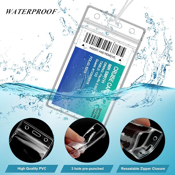 10 Pack Clear Plastic Luggage Bag Tag Holder Badge Label Tag Holder with 10 Pack Luggage Loops Straps for Office Business Travel Supplies