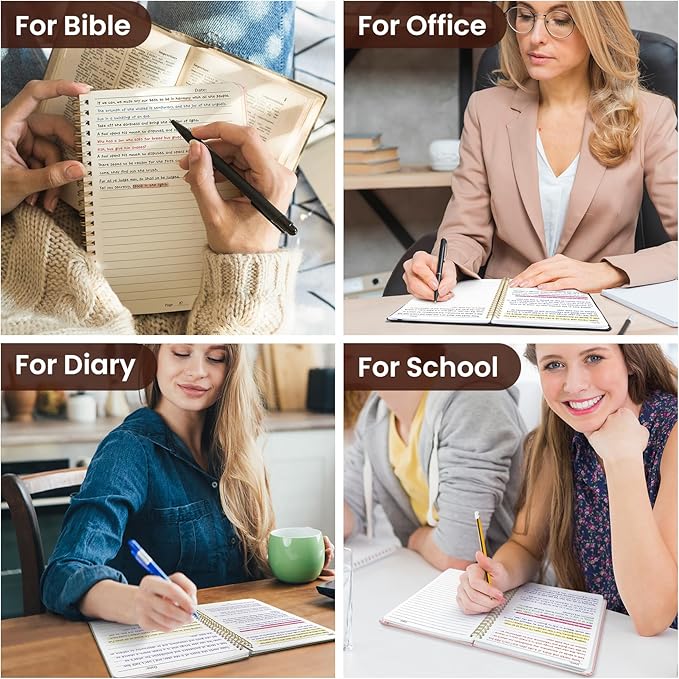 Taja Lined Spiral Journal Notebook for Work, 6 Pack, 140 Pages, College Ruled Hardcover Notebook Journal for Women, 6 Pcs, Journals for Writing, A5(6"x8") - Pink