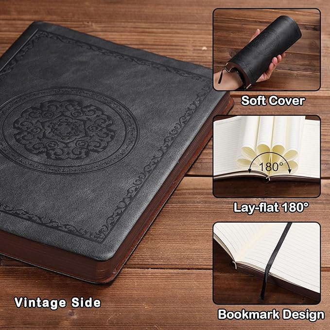 2025 Leather Vintage Journal Notebook,300 Pages,Leather Softcover Lined Journal Notebooks for Women Men,Notebook Journals for Writing Travel,Business,Office,8.5'' X 11.3''