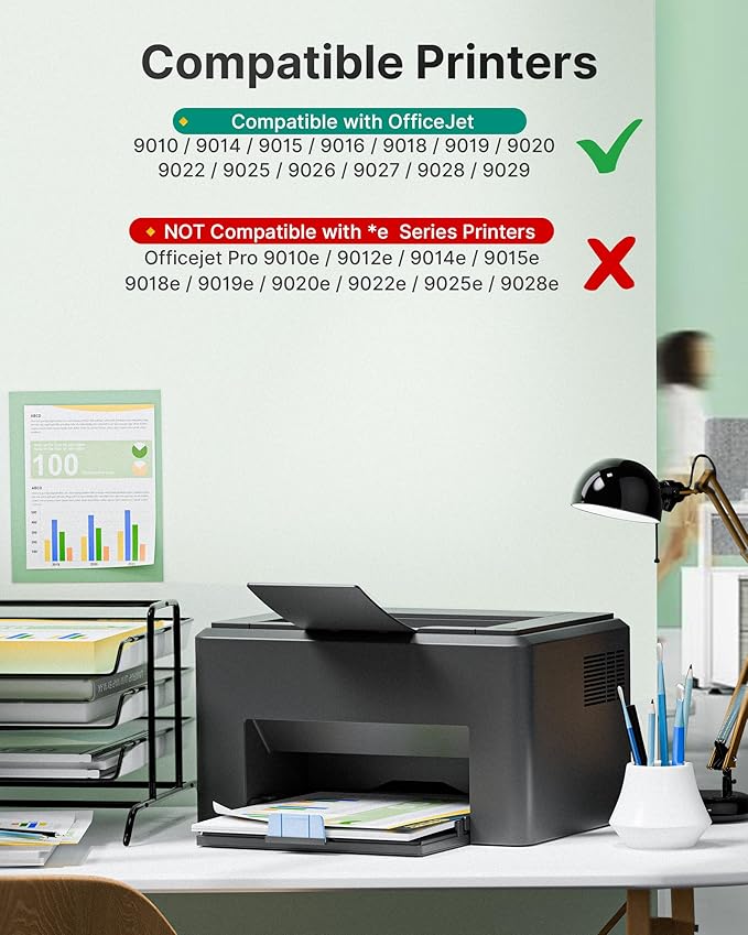 962XL Ink Cartridges Combo Pack Replacement for HP Ink 962XL Black and 962 Color Combo Pack for HP 962 962XL Ink for HP OfficeJet Pro 9010 9015 9018 9020 9025 Printer(1BK/1C/1M/1Y, 4 Pack)