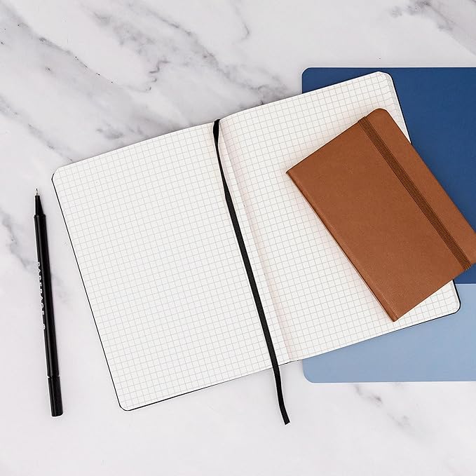 PAPERAGE Graph Paper Journal Notebook, (Dark Green), 160 Pages, Medium 5.6 in x 8 in - 100 GSM Thick Paper – Hardcover Grid Notebook for Work or School