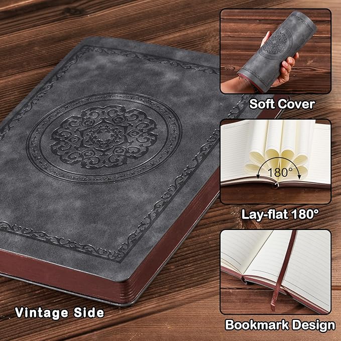 2025 Leather Vintage Journal Notebook,300 Pages,Leather Softcover Lined Journal Notebooks for Women Men,Notebook Journals for Writing Travel,Business,Office,8.5'' X 11.3''