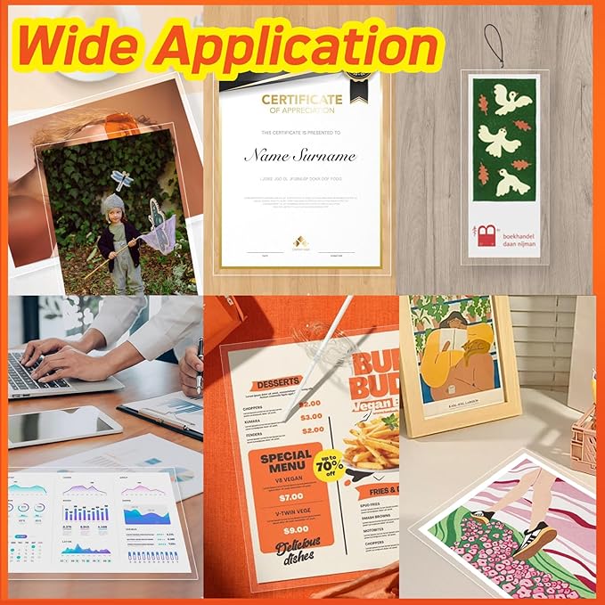 Self Adhesive Laminating Sheets,4Mil 8.5x11inches,Bulk Package 100Sheets Self Sealing Laminating Sheets, Self Adhesive Contact Paper,Clear Laminate Sheets for Stickers,No Machine Needed