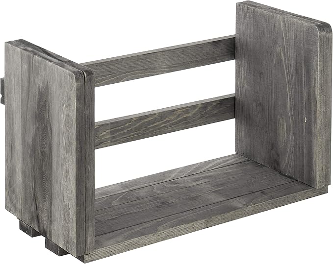 MyGift Barnwood Gray Wood Desktop Bookshelf Organizer, Expandable Adjustable Display Shelf Book Rack
