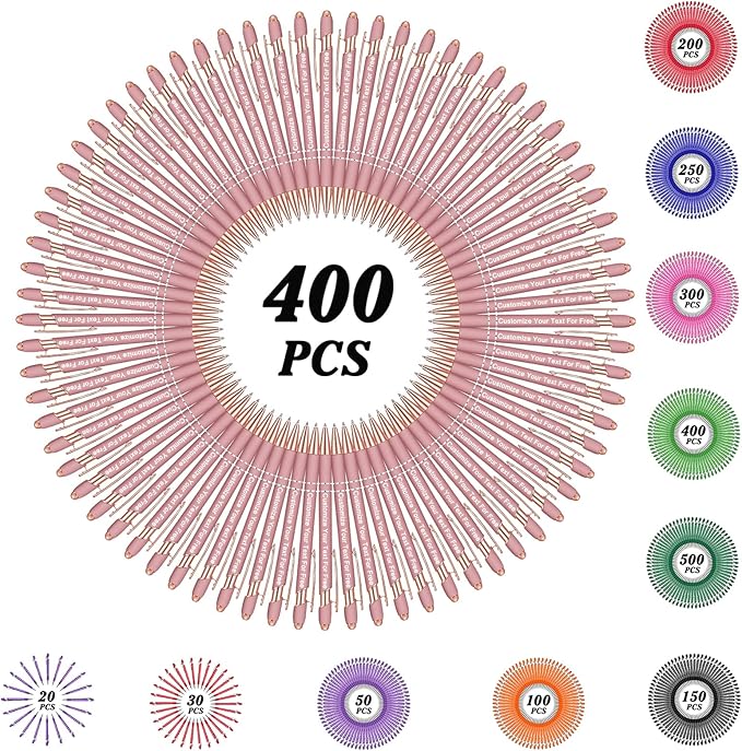 Max 500 Pcs Personalized Pens Bulk, Custom Pens with Free Engraving, Customized Stylus Tip Ballpoint Pen with Your Name Massage Text for School Office Business Graduation Anniversaries-400 Packs
