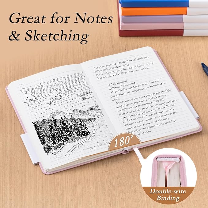 deli 6-Pack Lined Journal Notebook, 160 Pages Hardcover Writing Notebook, A5 (5.5"x8.2") College Ruled Notebook for Office, School, Work Notes