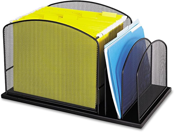 Safco 3259BL Onyx Mesh Hanging File with 2 Vertical Sections, Black
