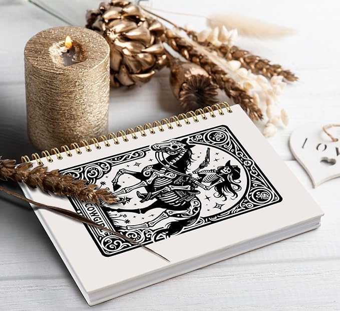 Tarot Gothic Skull Spiral Notebook Journal,Gothic School Supplies,Gothic Hardcover Spiral Notebook Witchy Journal Supplies for Teen Girls Women,Trendy Hardcover Spiral Notebook,Gothic Gifts for Women