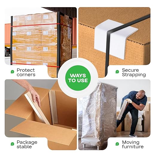 IDL Packaging Cardboard Edge Protector 2" x 2" x 9", Pack of 100 - V-Board Reinforced Cardboard Corners for Shipping - White Kraft Corner Protectors for Pallets - Recyclable and Eco-Friendly Material